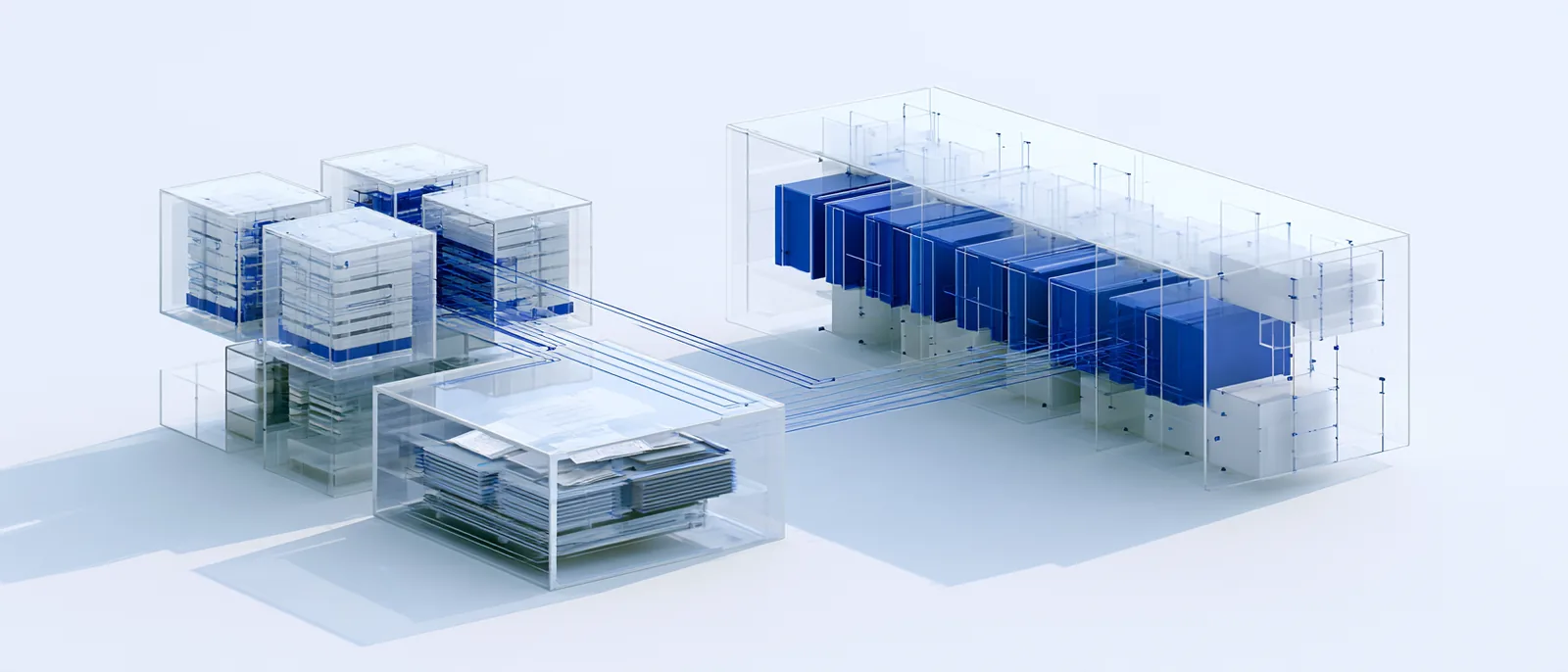 Screenprint: the asset carried on a rail to the holders it is split between
