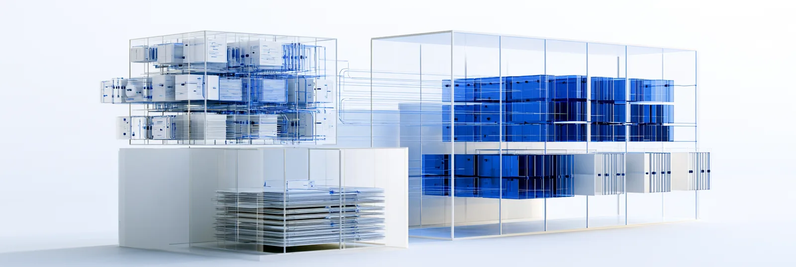 Screenprint: a hub opening into a dense field of linked nodes