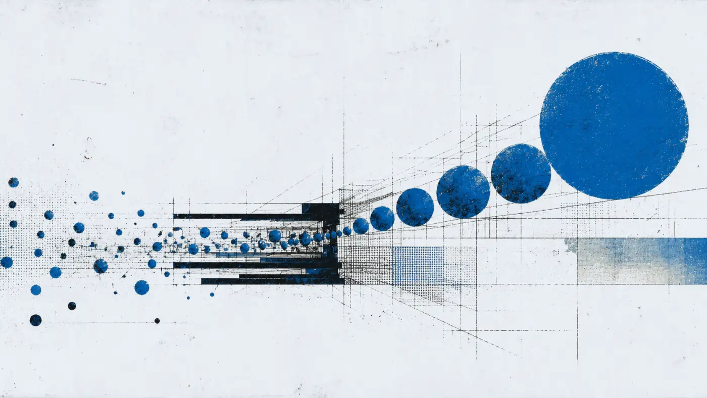 Screenprint: stacked bodies at increasing scale