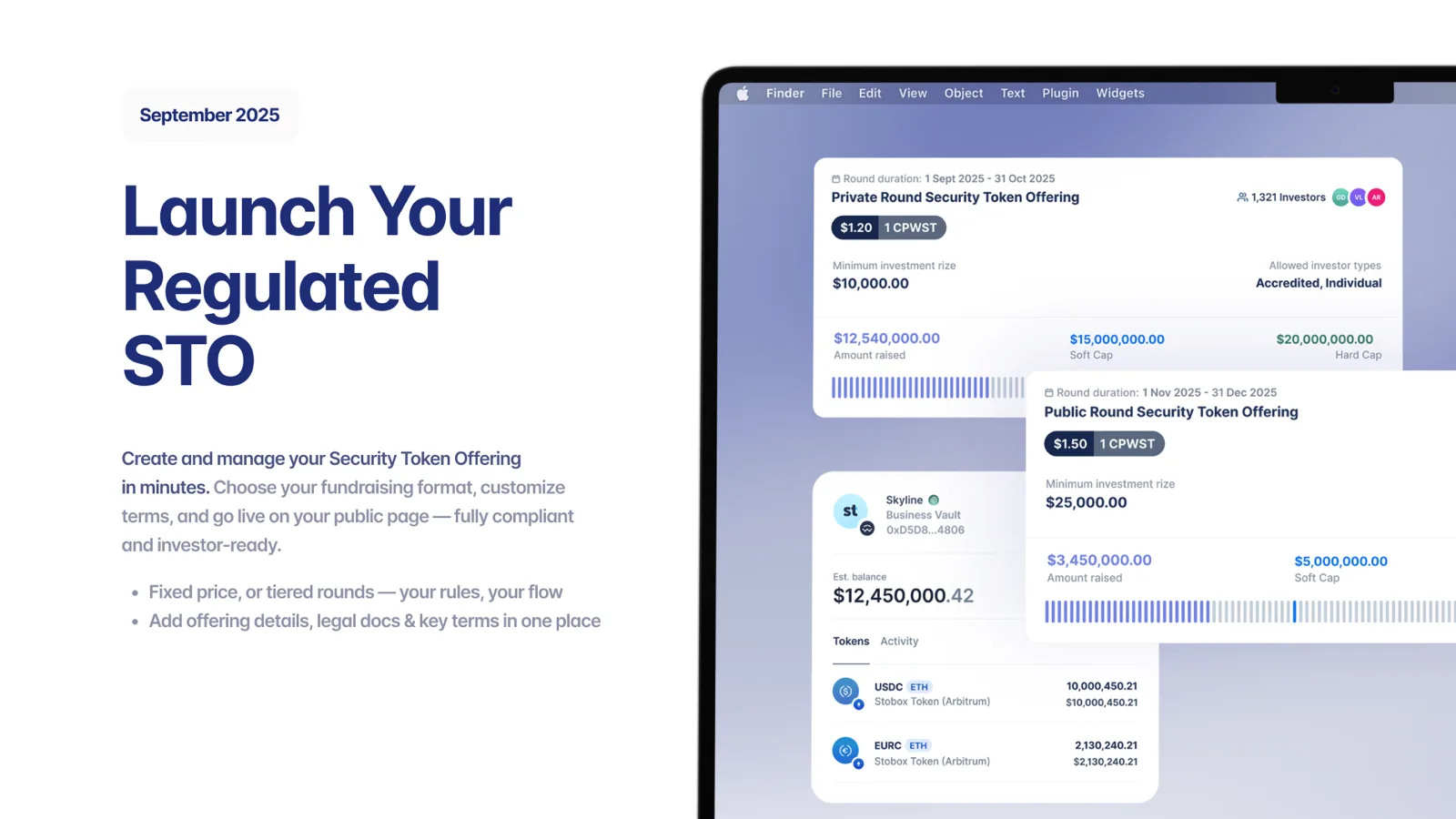 Your token can now be held in investor wallets, transferred securely on-chain, and prepared for distribution – forming the technical and legal foundation of your Security Token Offering.