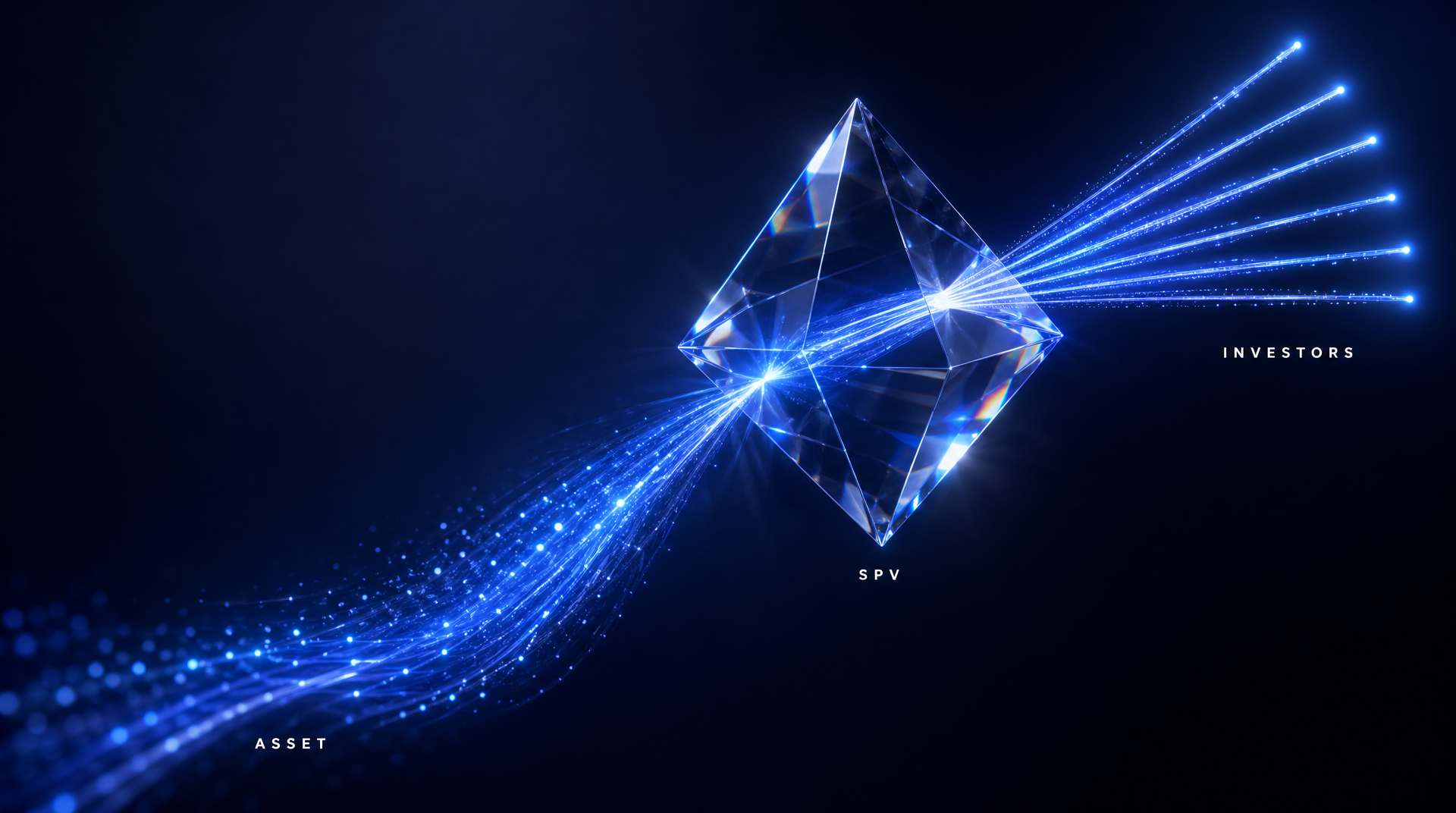 Revenue-share token structure — asset owner to SPV to investors with cash flow direction