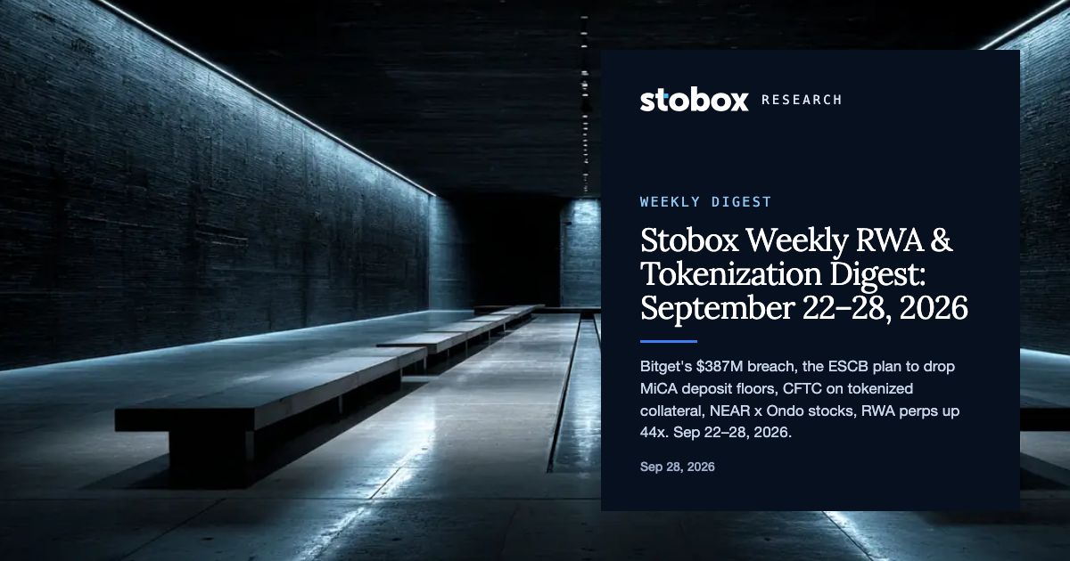 Stobox Weekly RWA & Tokenization Digest: September 22–28, 2026