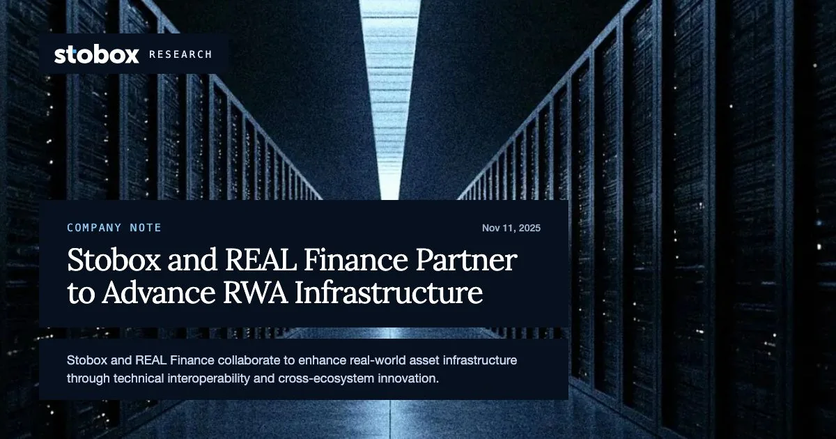 Stobox and REAL Finance Partner to Advance RWA Infrastructure