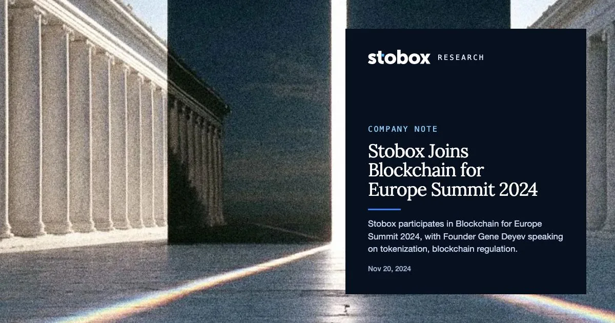 Stobox Joins Blockchain for Europe Summit 2024