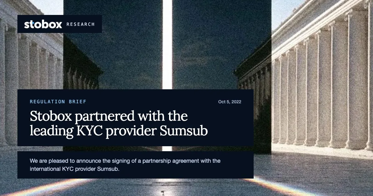 Stobox partnered with the leading KYC provider Sumsub