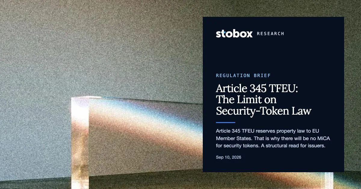 Article 345 TFEU: The Ceiling on Tokenised-Securities Harmonisation