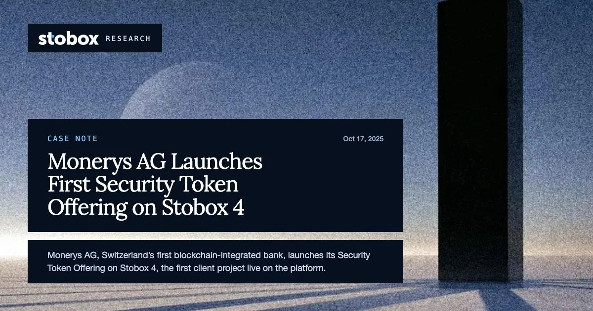 Monerys AG Launches First Security Token Offering on Stobox 4