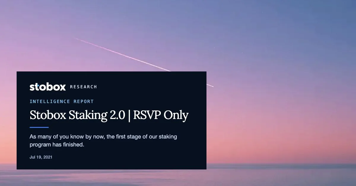 Stobox Staking 2.0 | RSVP Only