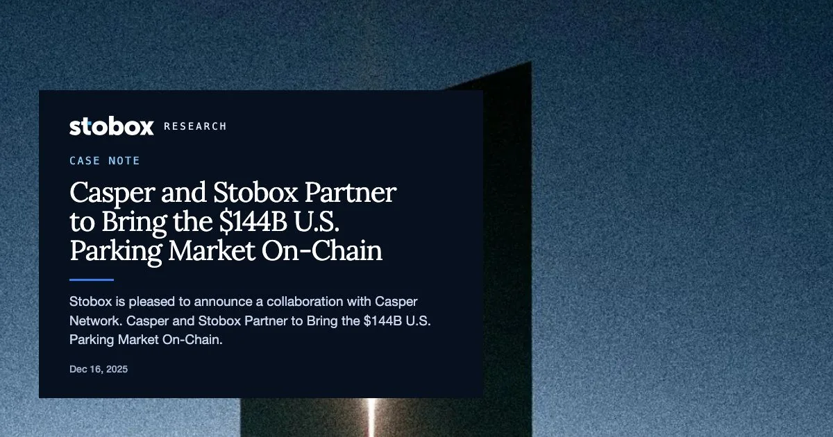 Casper and Stobox Partner to Bring the $144B U.S. Parking Market On-Chain