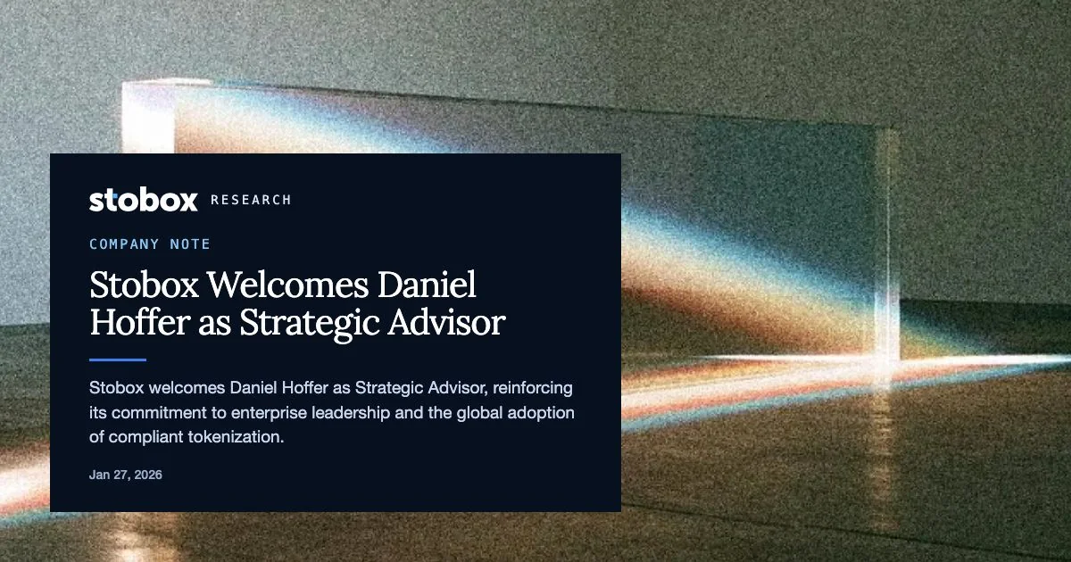 Stobox Welcomes Daniel Hoffer as Strategic Advisor