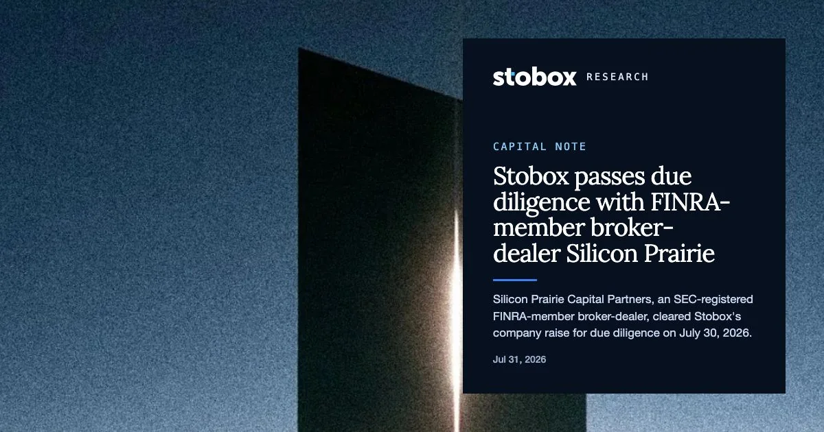 Stobox clears due diligence with FINRA-member broker-dealer Silicon Prairie Capital Partners