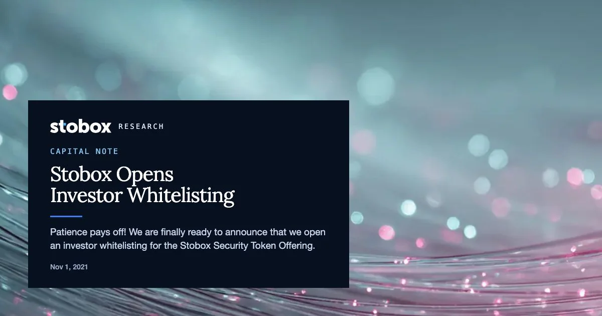 Stobox Opens Investor Whitelisting