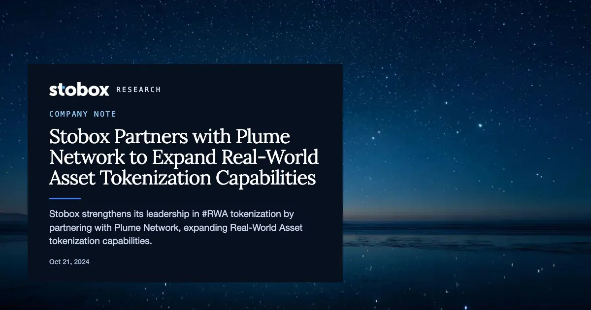 Stobox Partners with Plume Network to Expand Real-World Asset Tokenization Capabilities