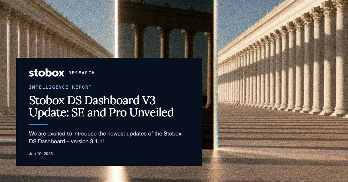 Stobox DS Dashboard V3 Update: SE and Pro Unveiled