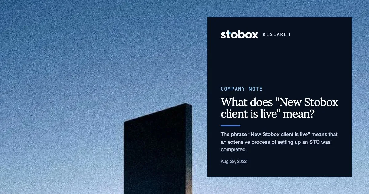 What does “New Stobox client is live” mean?