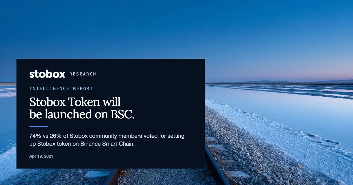 Stobox Token will be launched on BSC.