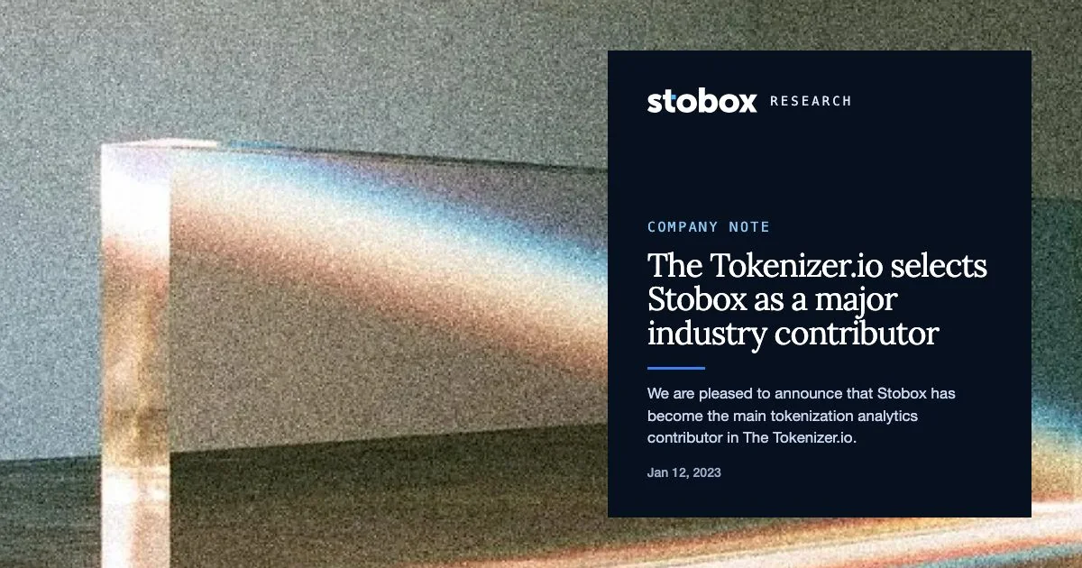 The Tokenizer.io selects Stobox as a major industry contributor
