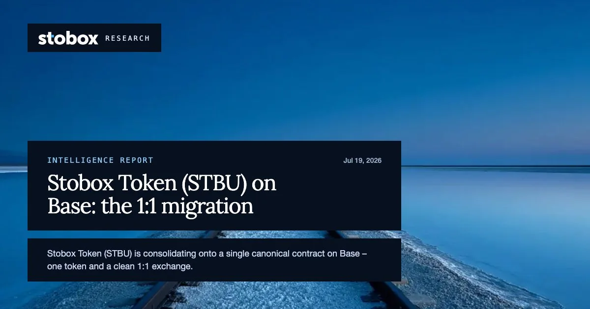 One STBU, One Chain: Stobox Token Is Live on Base