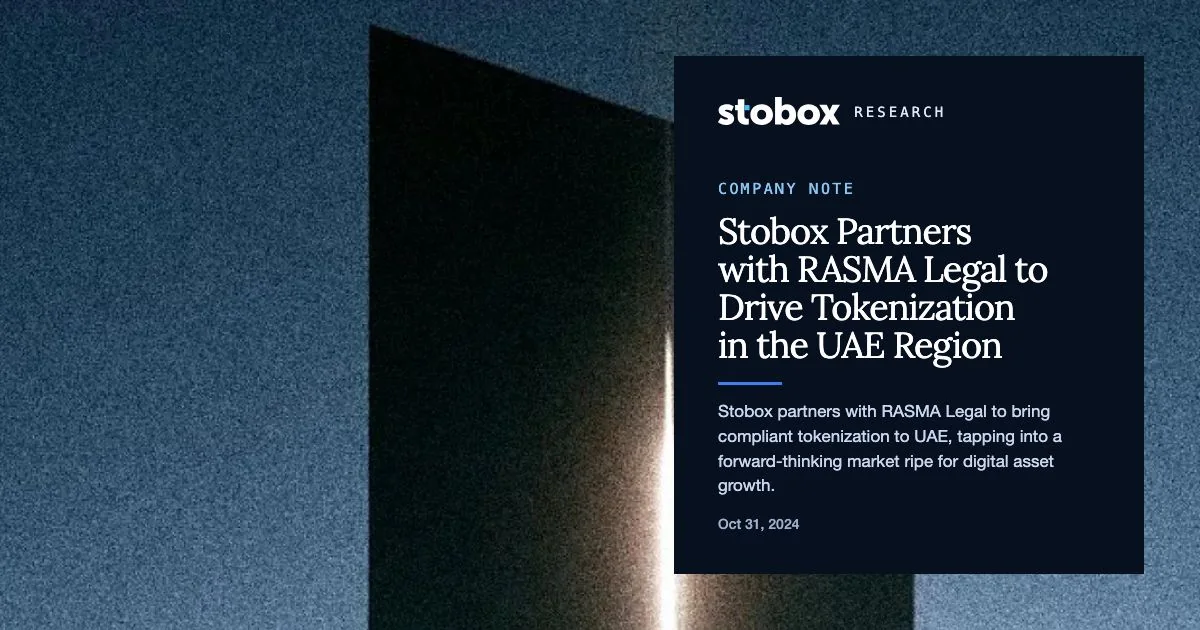 Stobox Partners with RASMA Legal to Drive Tokenization in the UAE Region