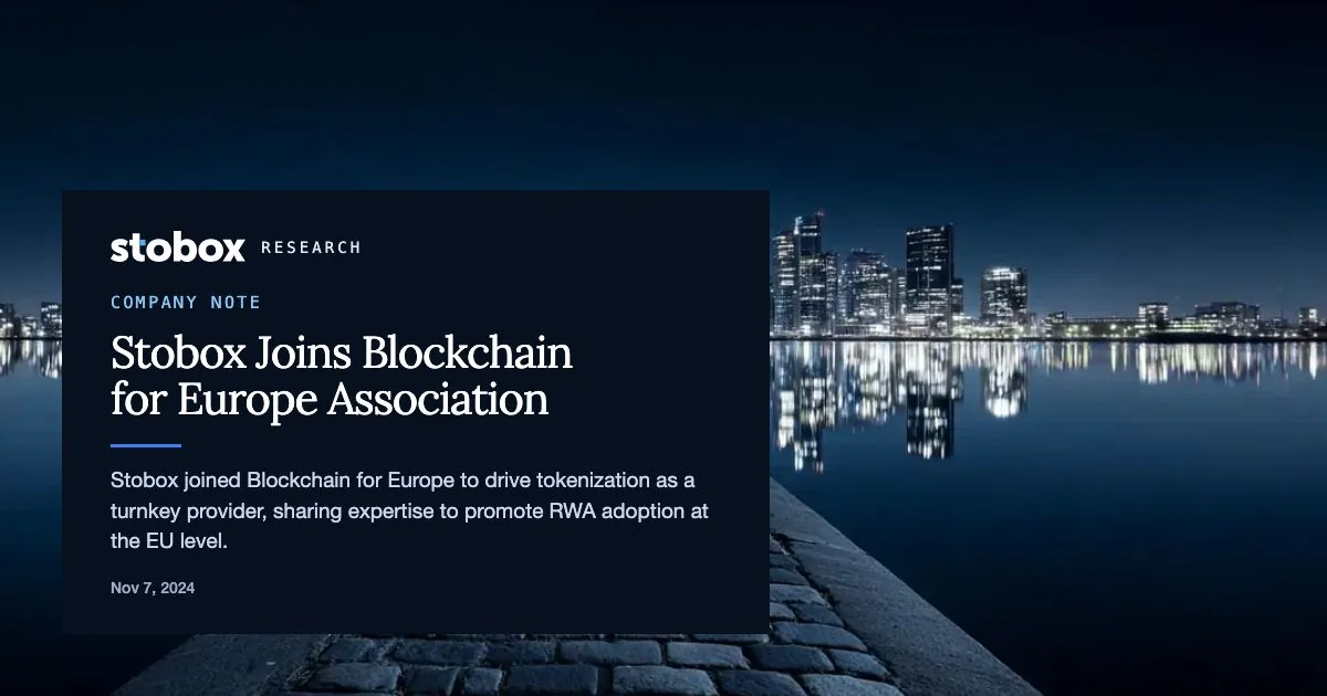 Stobox Joins Blockchain for Europe Association